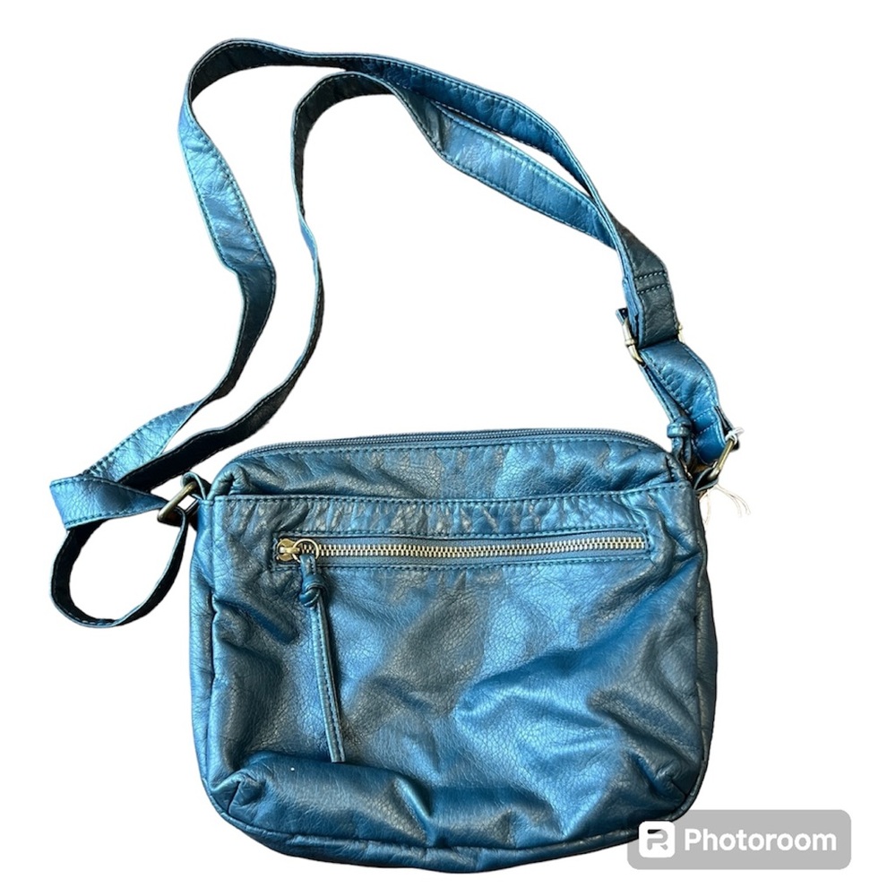 Bueno Leather Crossbody Shoulder Bag, Adjustable Strap, Blue Green Purse, Teal